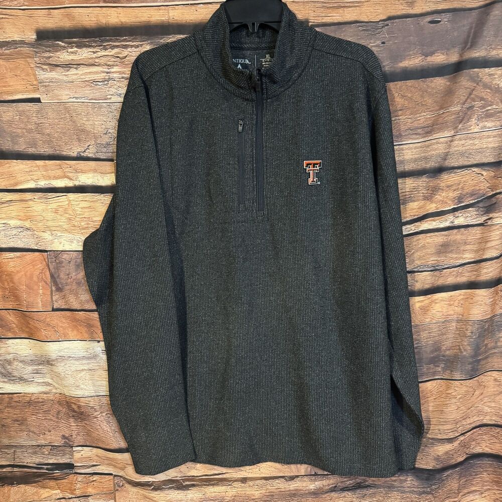 Antigua Men's XL Texas Tech Red Raiders 1/4 Zip Pullover Activewear Top Gray